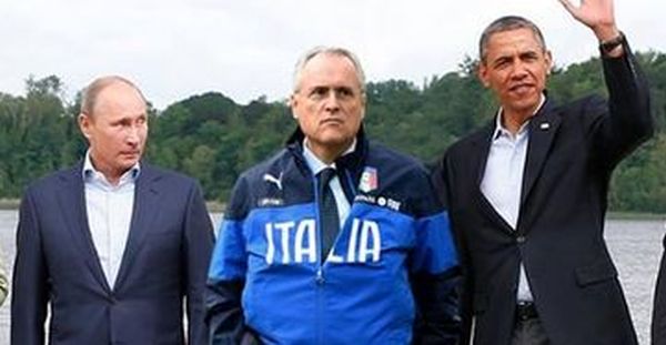 Lotito con Obama e Putin